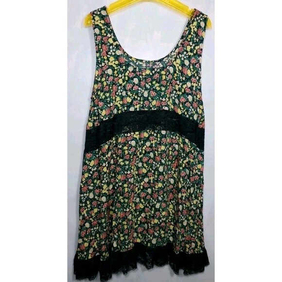 Easel Mini Sundress M Black Floral Dark Romantic Boho Beachy Fairy Cottagecore - Picture 6 of 8